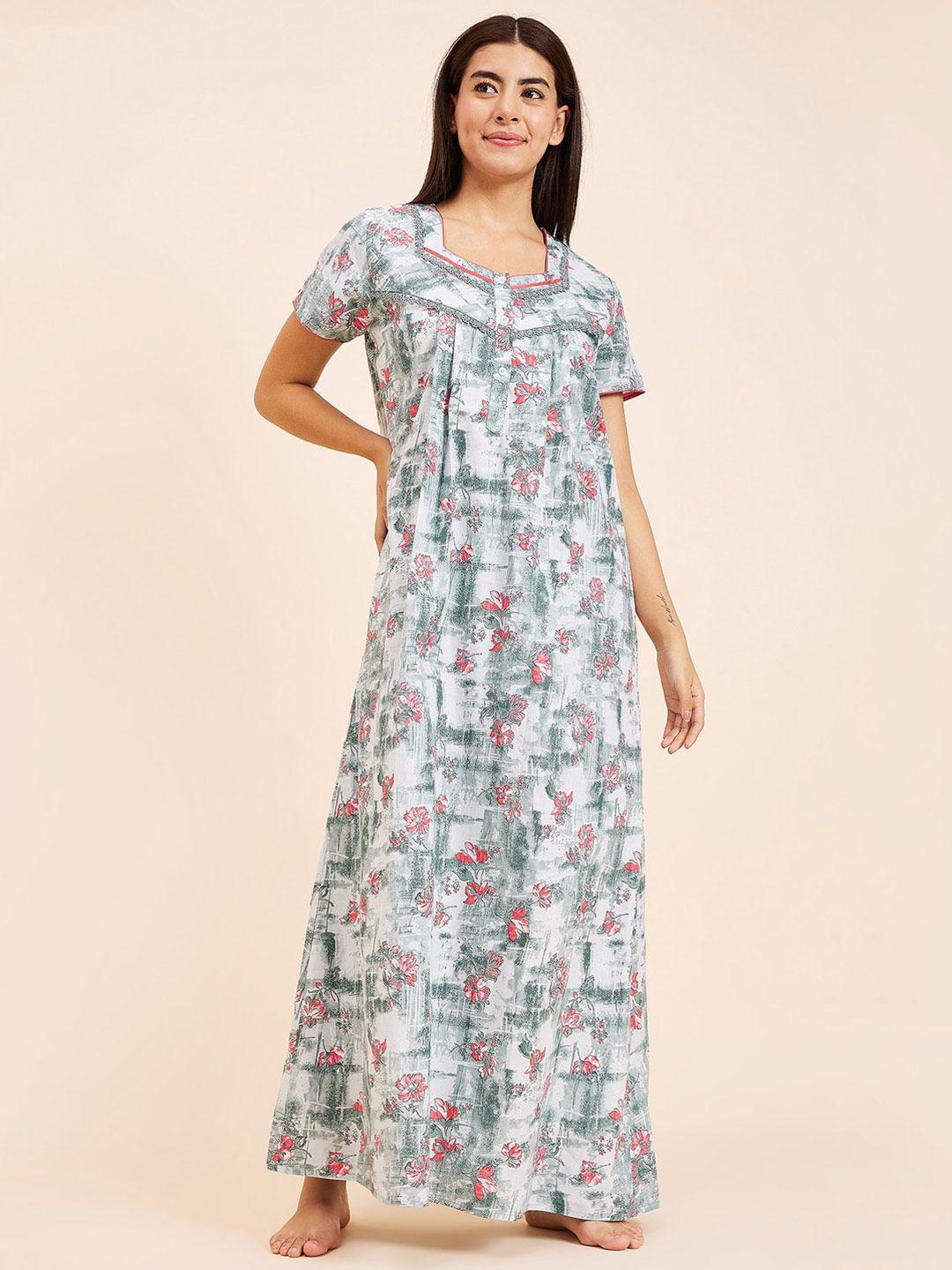 sweet dreams green printed maxi nightdress