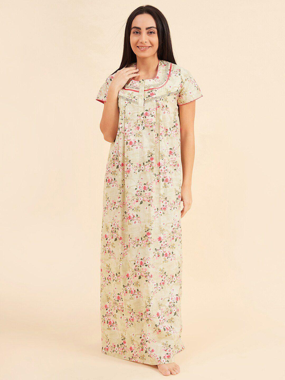 sweet dreams green printed maxi nightdress