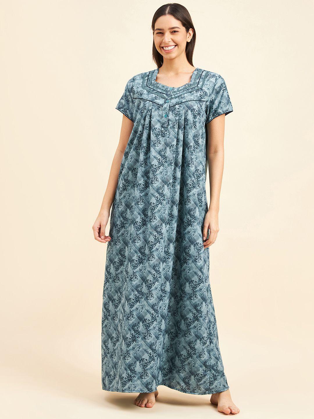 sweet dreams green printed maxi nightdress