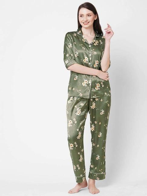 sweet dreams green printed t-shirt pyjama set