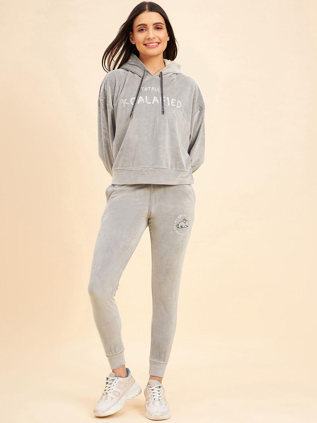 sweet dreams grey hooded mid-rise tracksuits