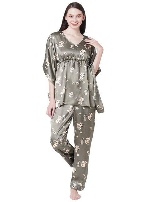 sweet dreams grey printed kaftan top with pyjamas
