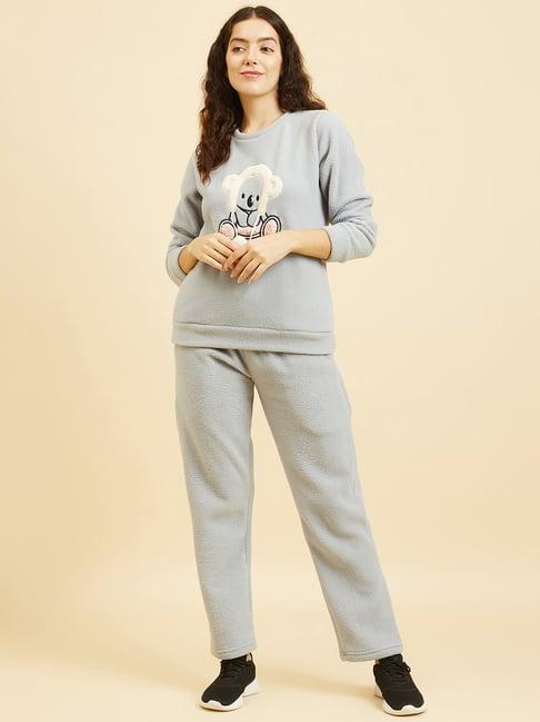 sweet dreams grey printed pullover with pants