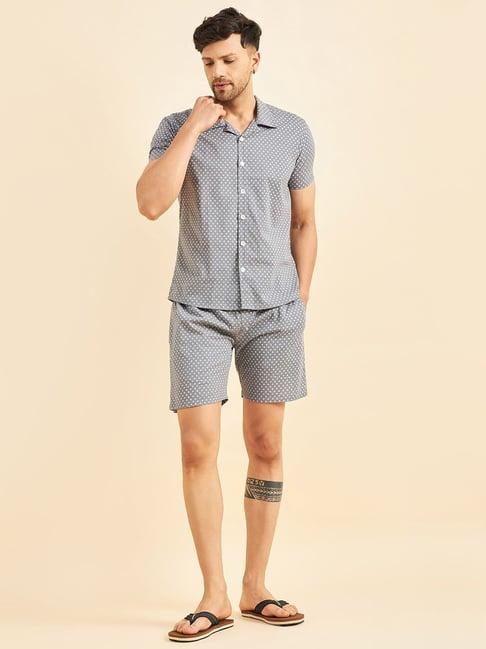 sweet dreams grey printed shirt & shorts set