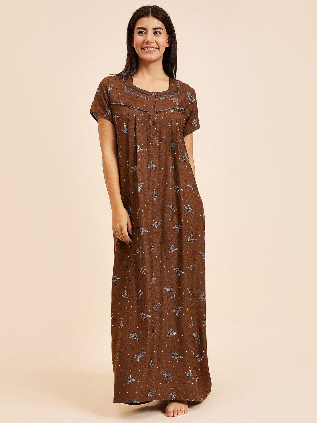 sweet dreams khaki printed maxi nightdress