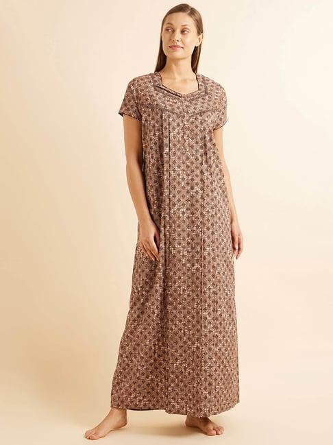 sweet dreams khaki printed nighty