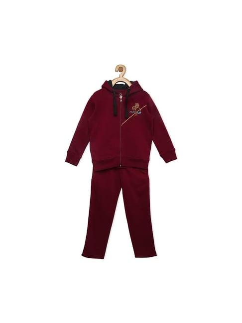 sweet dreams kids burgundy solid hoodie with trackpants