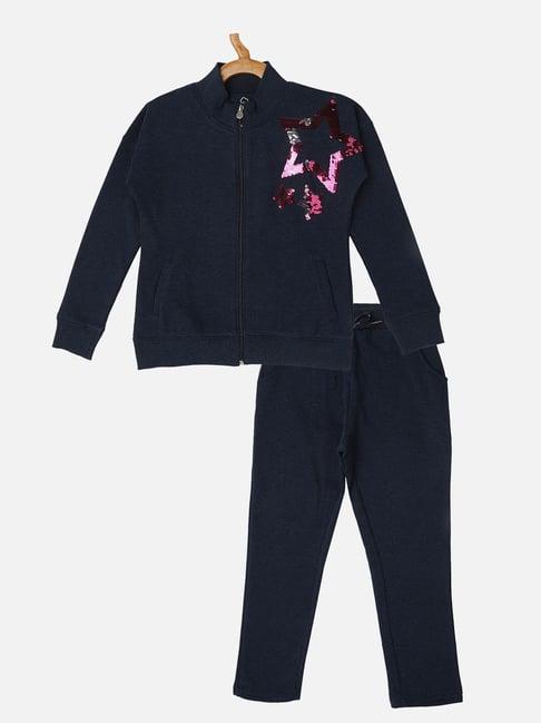 sweet dreams kids navy embellished full sleeves track suit