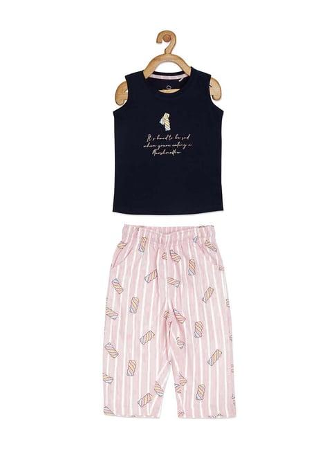 sweet dreams kids night navy printed t-shirt set