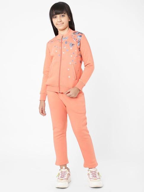 sweet dreams kids peach floral print tracksuit