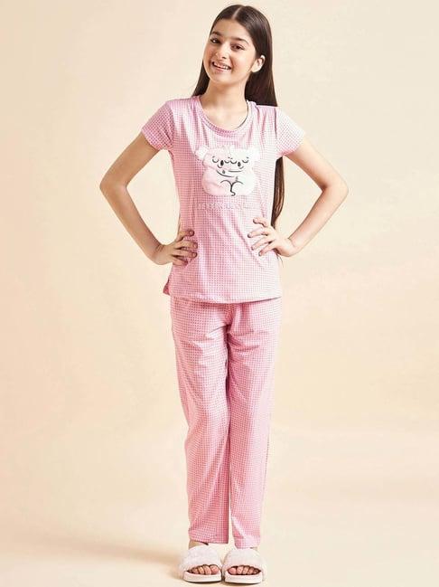 sweet dreams kids pink cotton printed t-shirt set