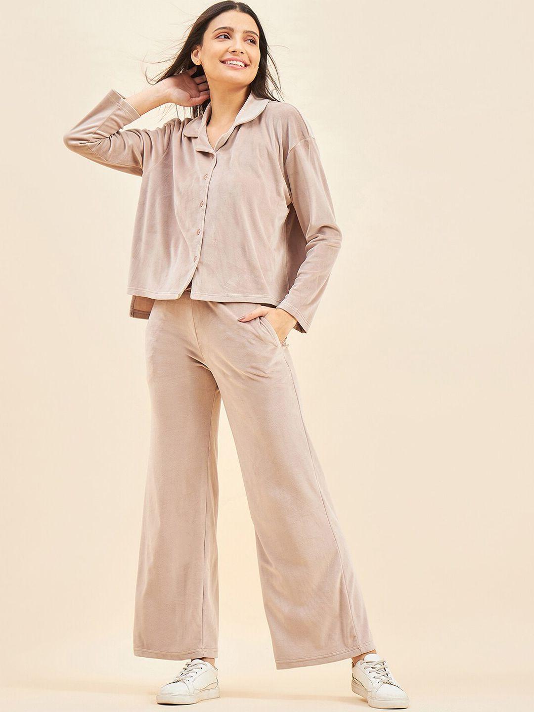 sweet dreams lapel collar shirt with trousers
