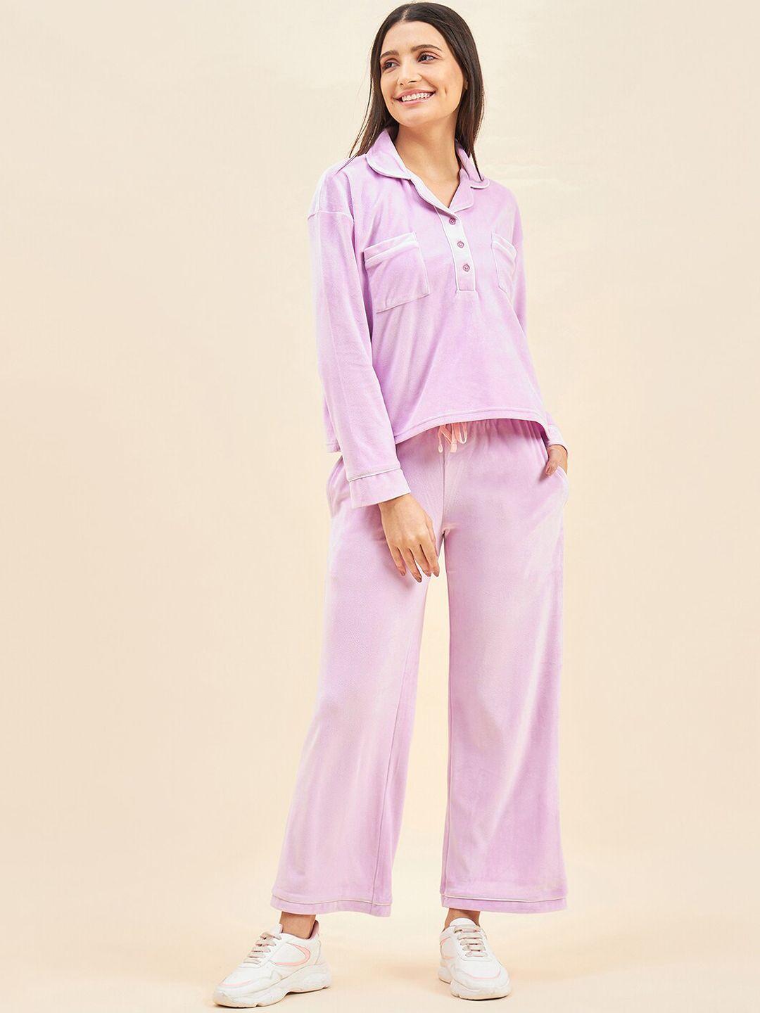 sweet dreams lavender coloured shirt collar shirt & trousers