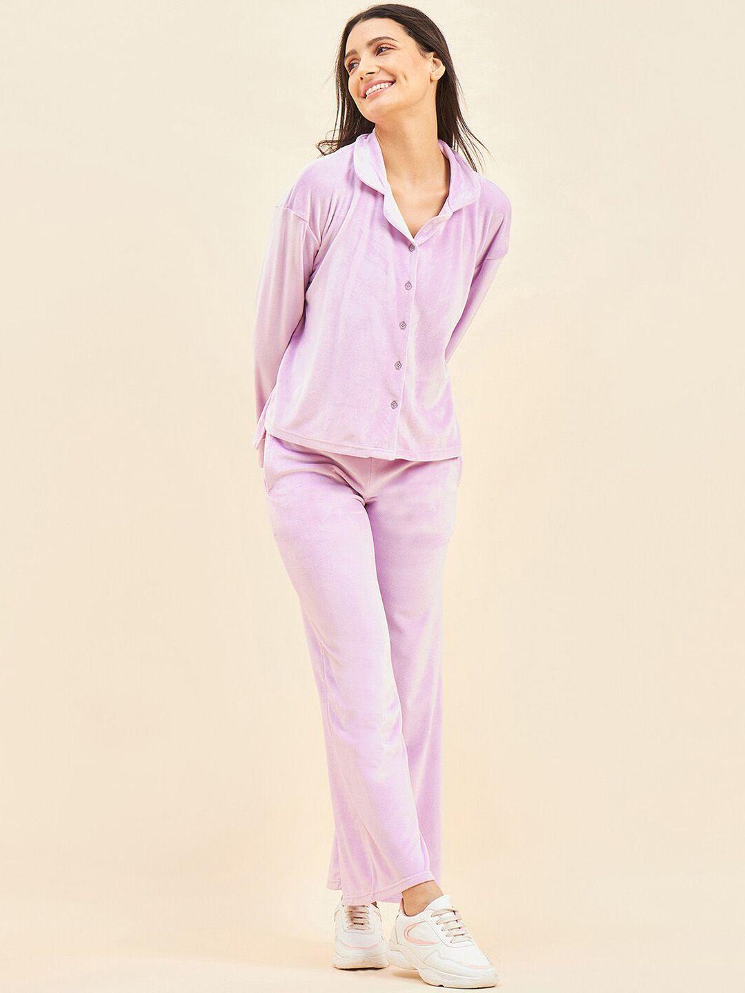 sweet dreams lavender coloured shirt collar shirt & trousers