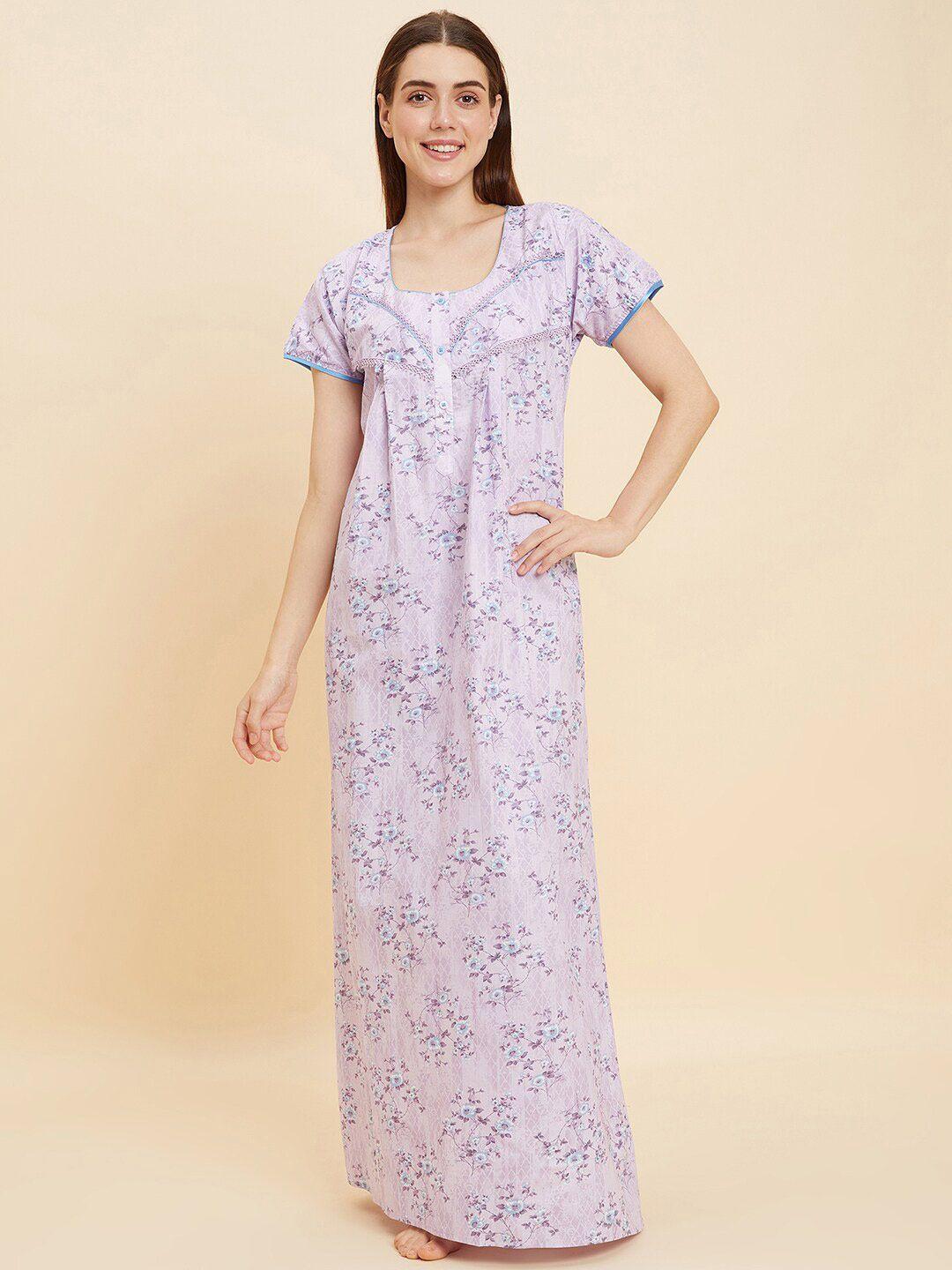 sweet dreams lavender floral printed maxi nightdress