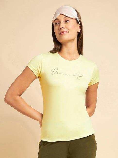 sweet dreams light yellow cotton printed t-shirt