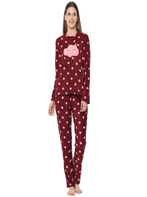 sweet dreams maroon polka dot sweatshirt with pants