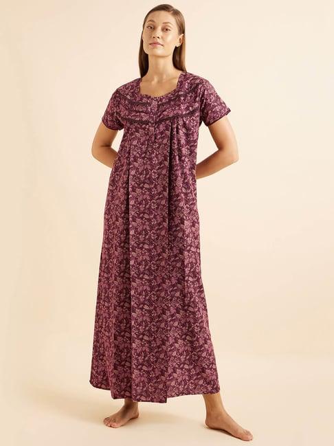 sweet dreams maroon printed nighty