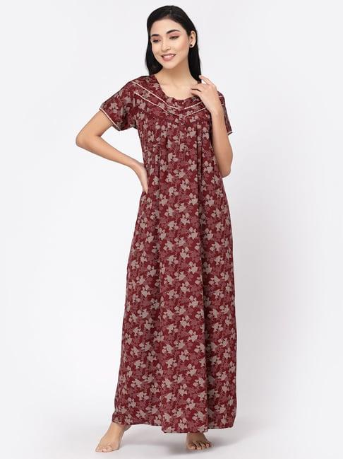 sweet dreams maroon printed nighty