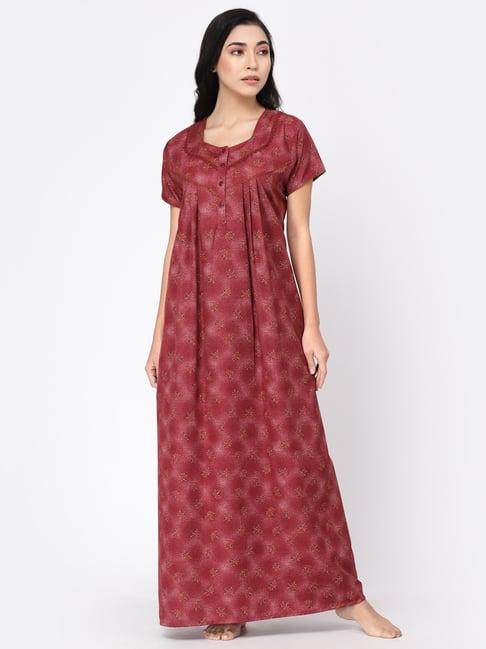 sweet dreams maroon printed nighty