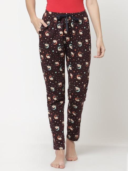 sweet dreams maroon printed pajamas