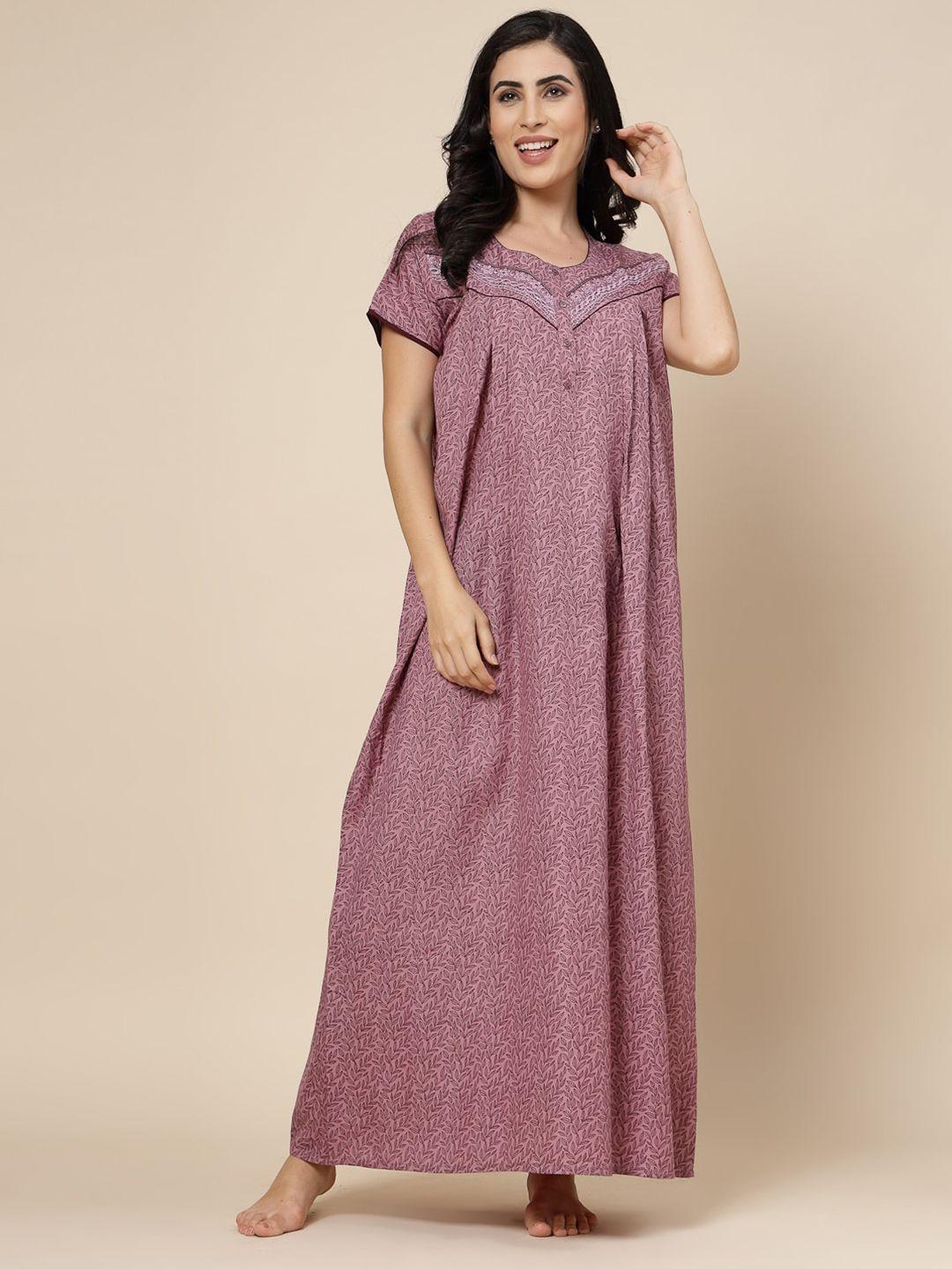 sweet dreams mauve printed maxi nightdress