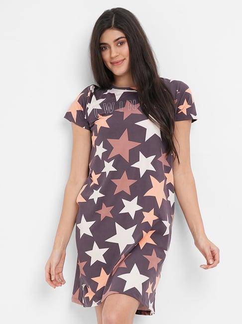 sweet dreams mauve printed night dress