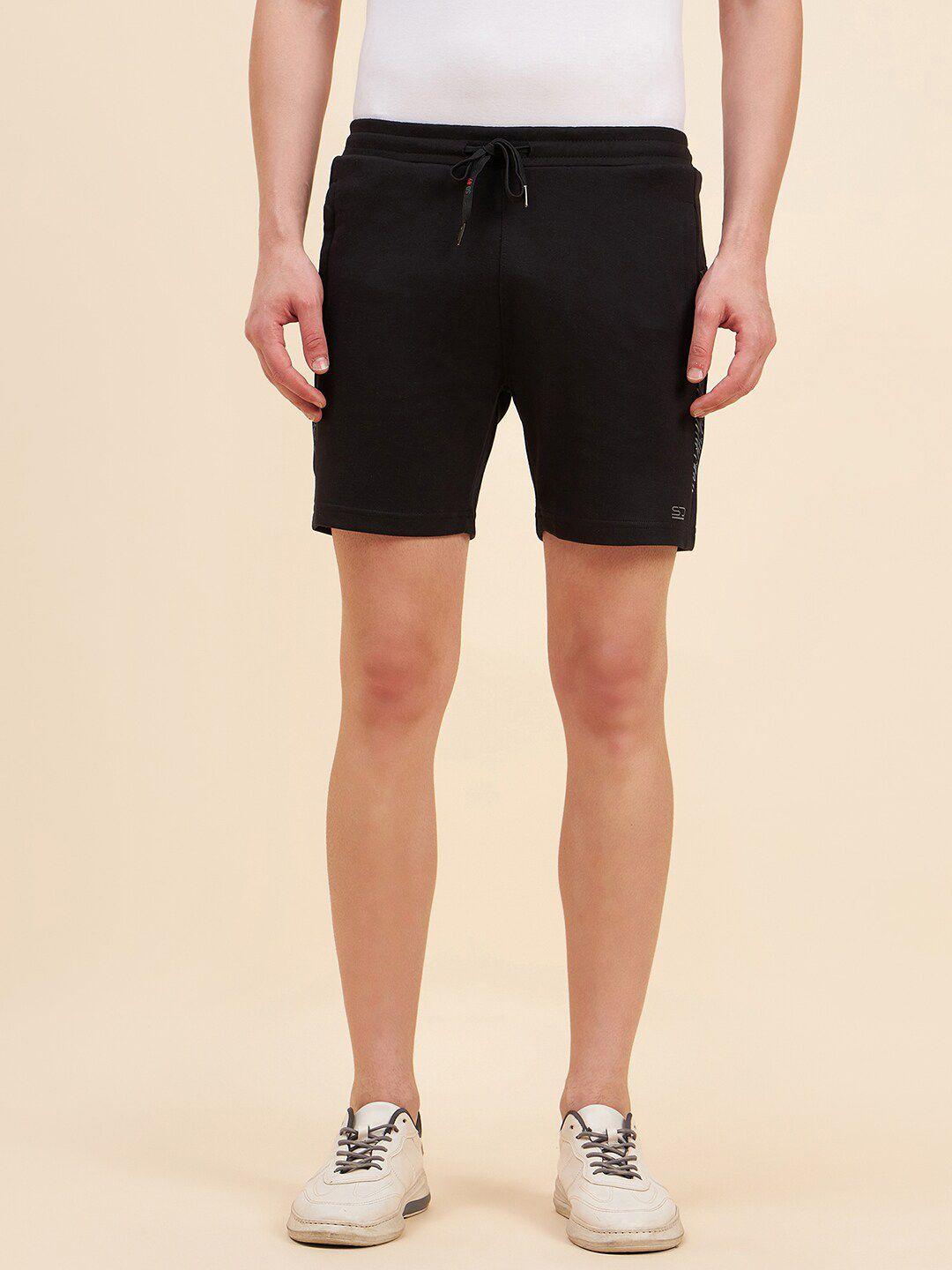 sweet dreams men black mid-rise cotton shorts