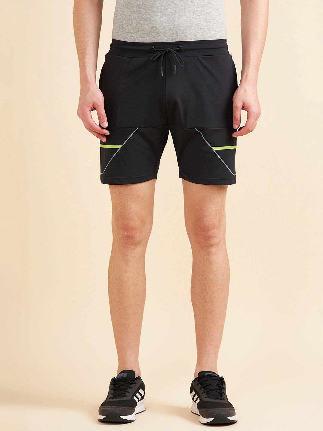 sweet dreams men black mid-rise sports shorts