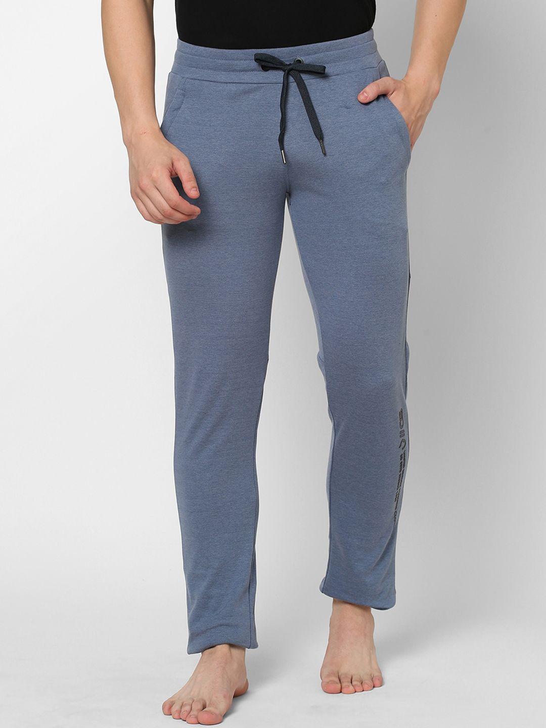 sweet dreams men blue solid cotton lounge pants