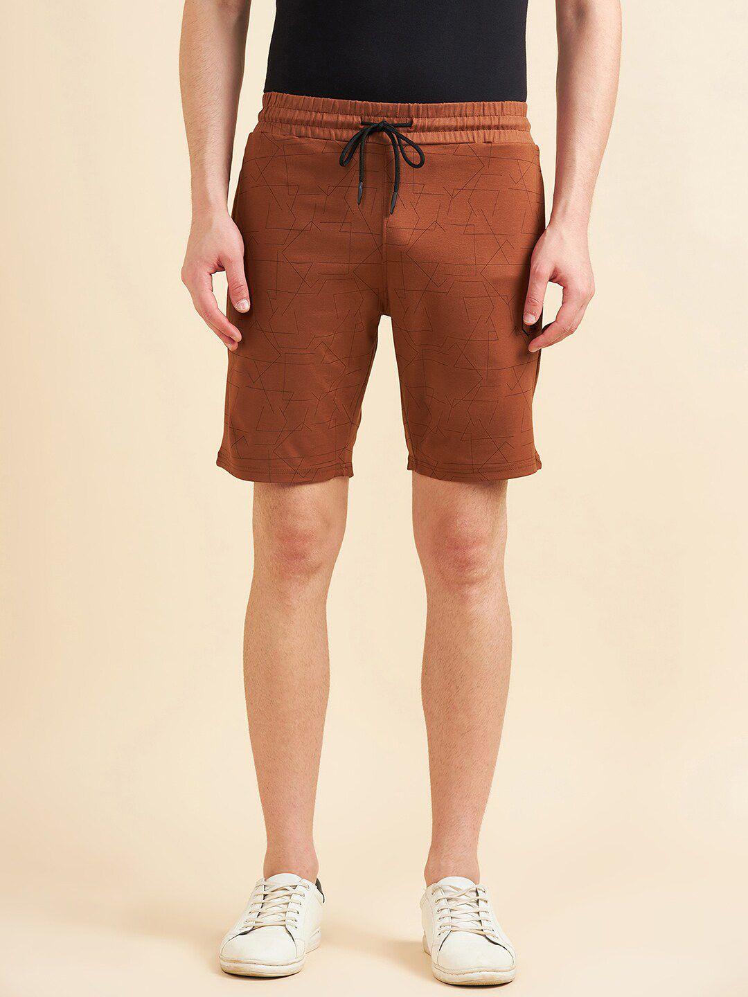 sweet dreams men brown mid-rise cotton shorts