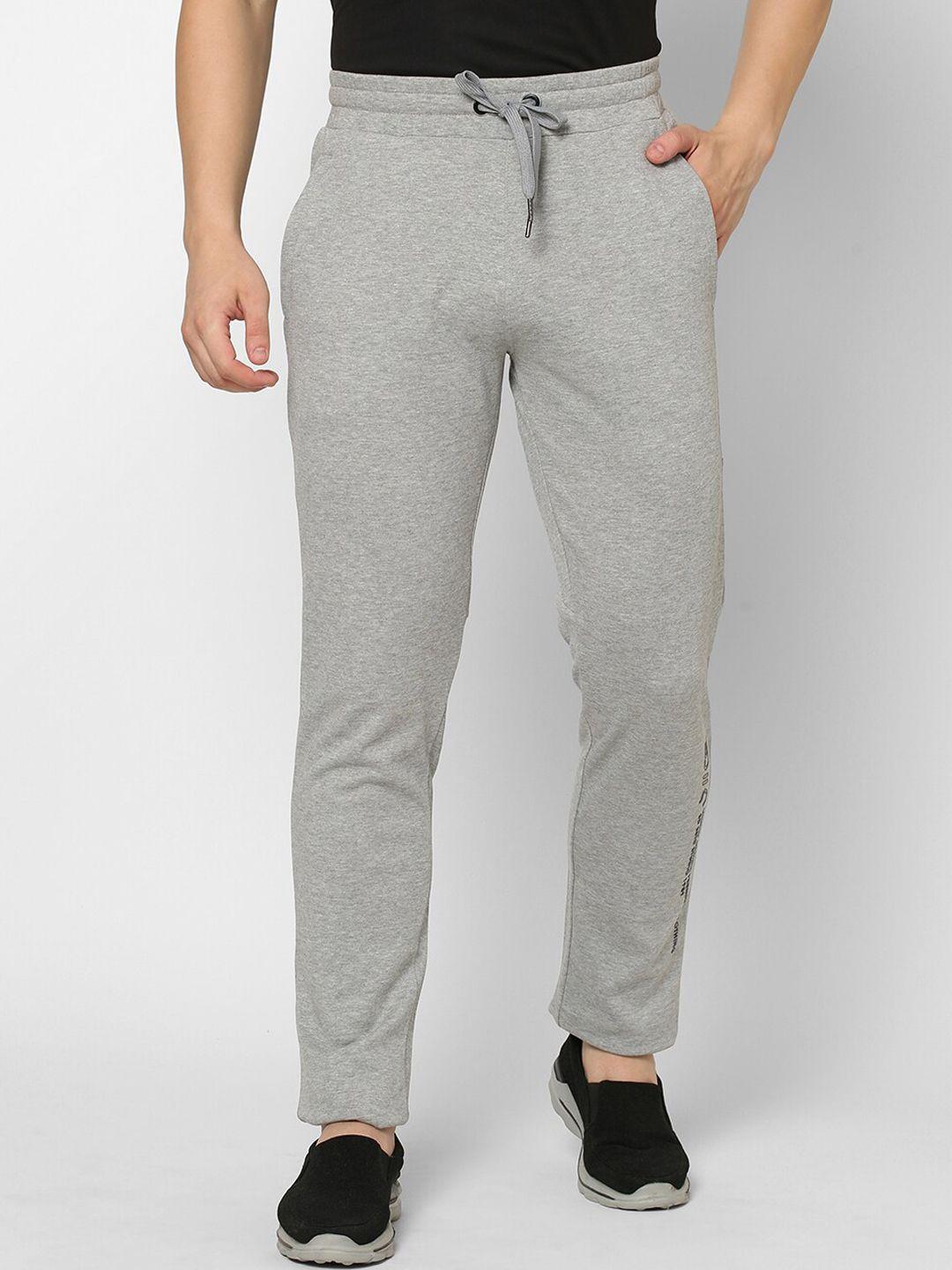 sweet dreams men grey melange cotton solid dry-fit track pants