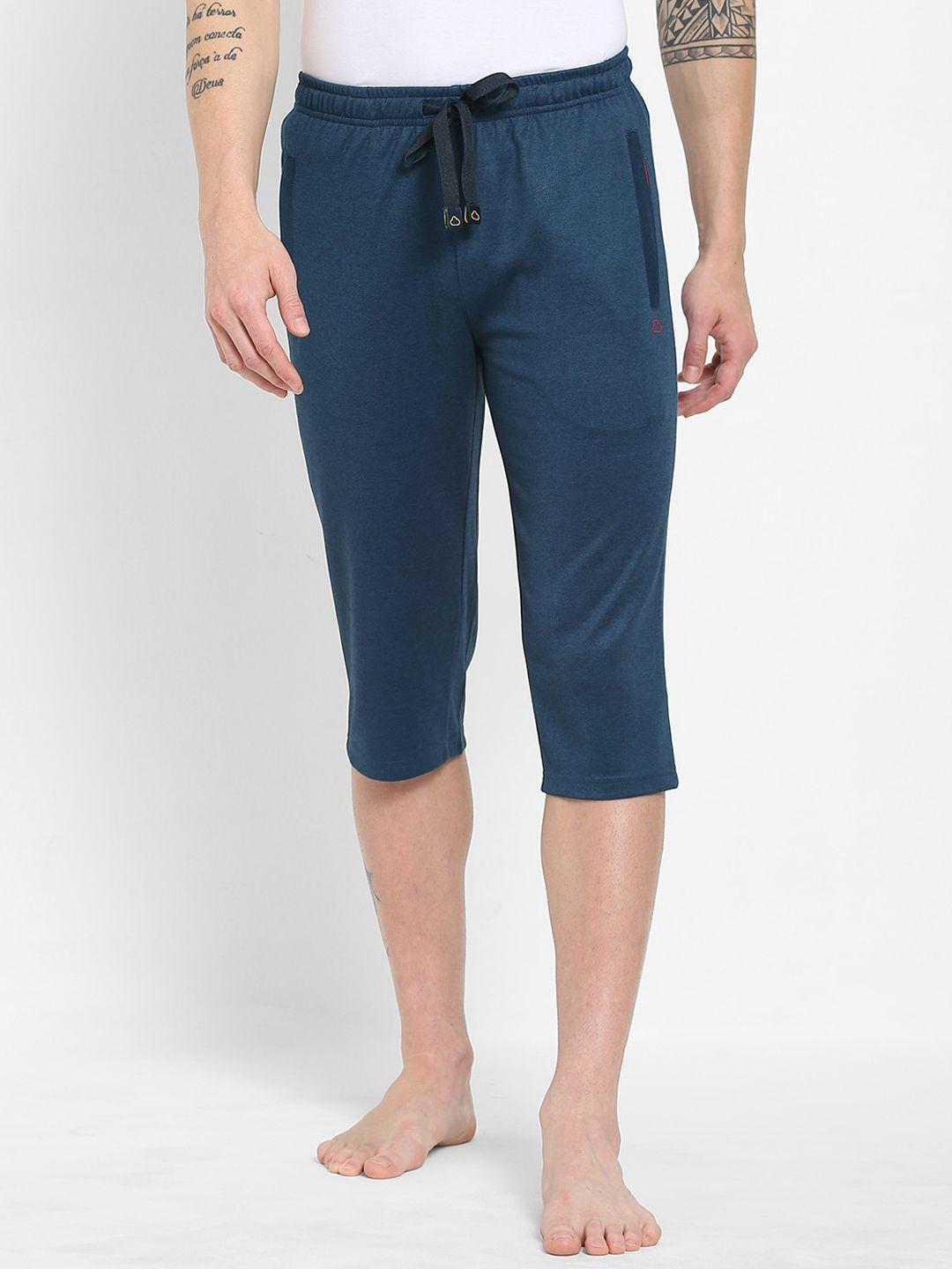 sweet dreams men navy blue solid lounge capri