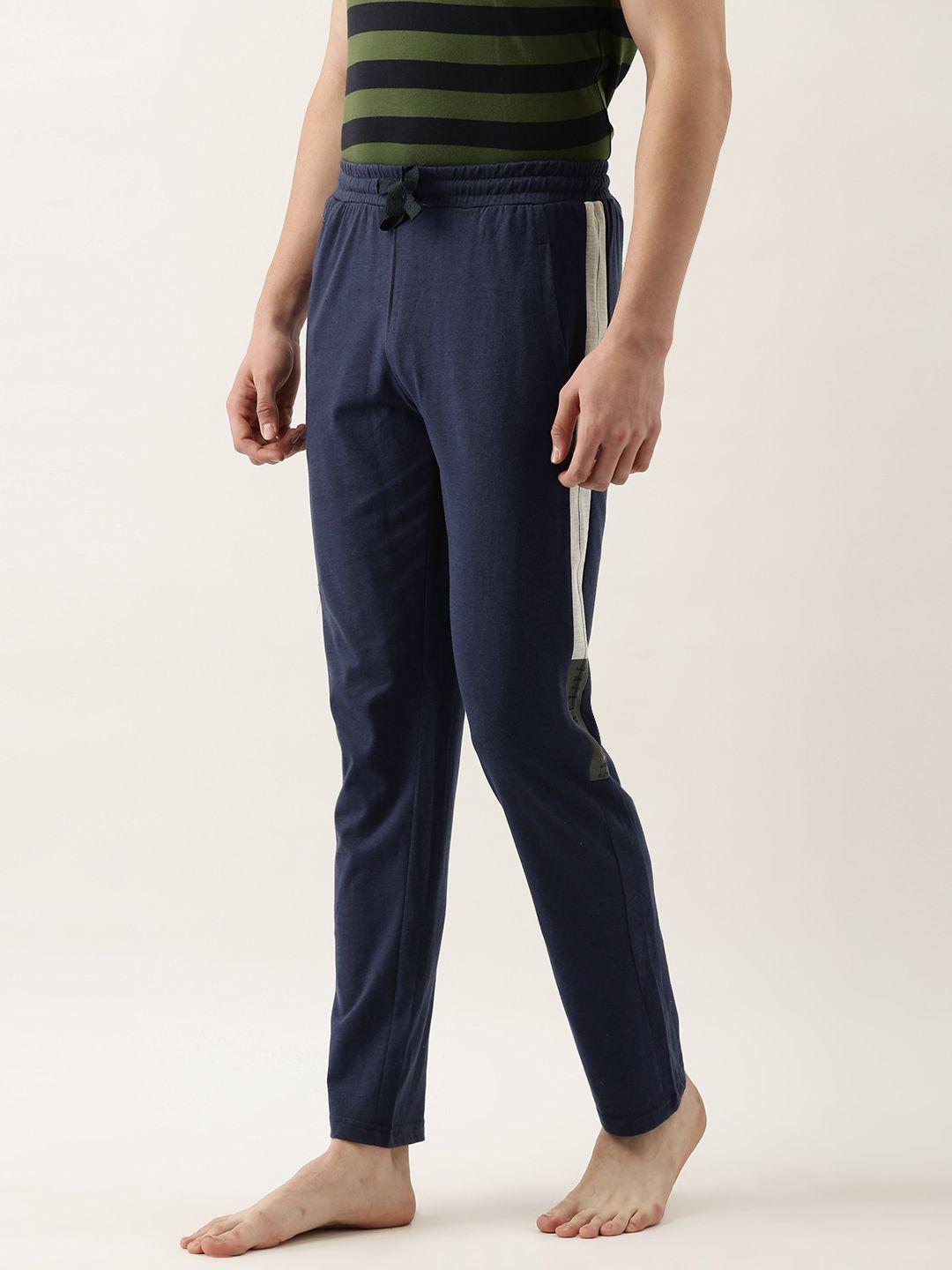 sweet dreams men navy blue solid lounge pants