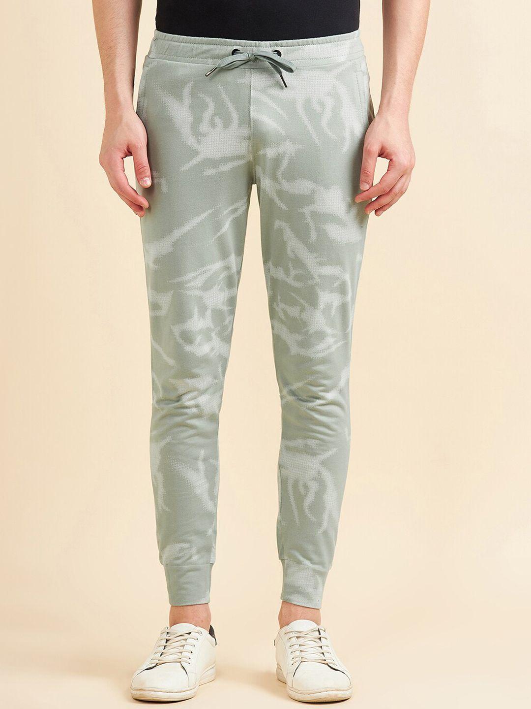 sweet dreams men olive green abstract printed mid-rise joggers