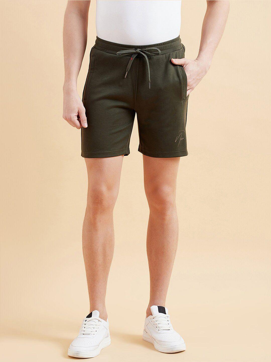 sweet dreams men olive green mid-rise shorts