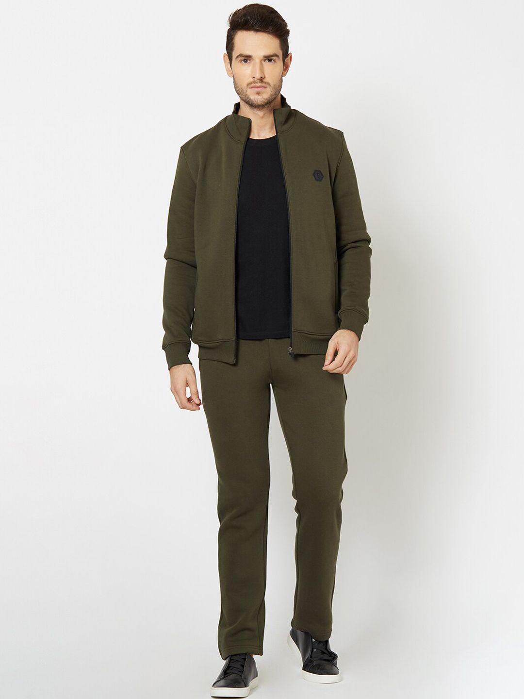 sweet dreams men olive-green solid track suit