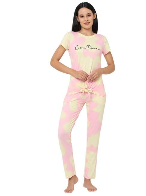 sweet dreams multicolor abstract print pajama set