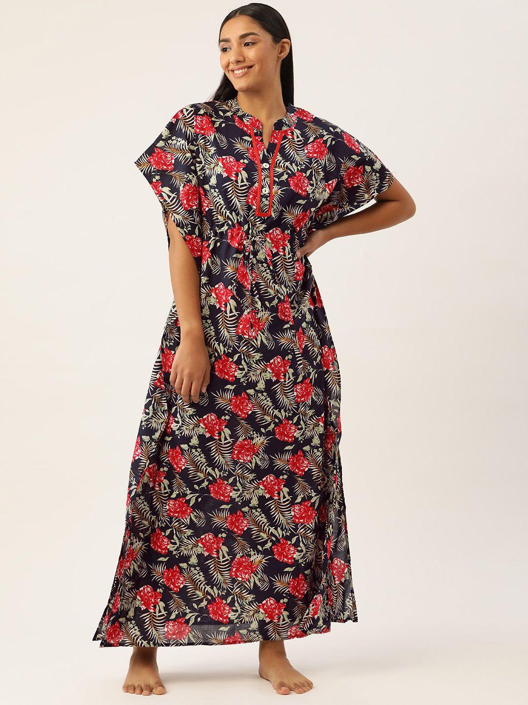 sweet dreams navy blue printed maxi nightdress