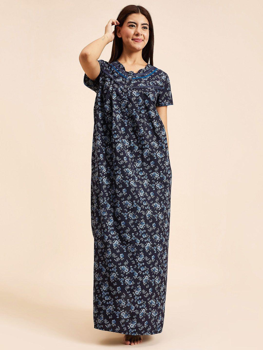 sweet dreams navy blue printed maxi nightdress