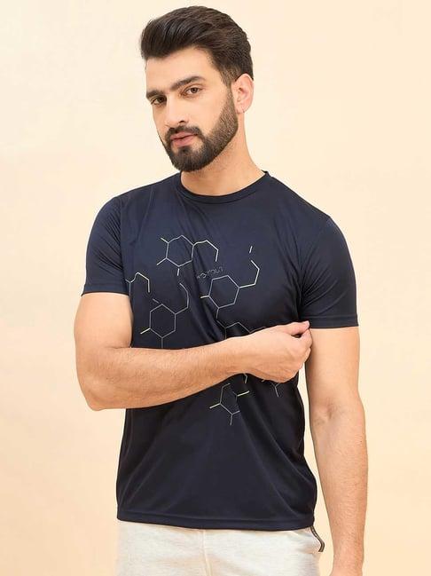 sweet dreams navy regular fit printed crew t-shirt