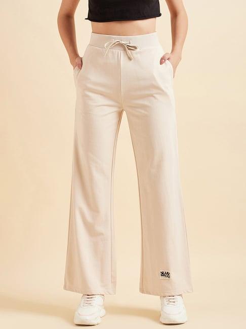 sweet dreams off white regular fit mid rise trousers