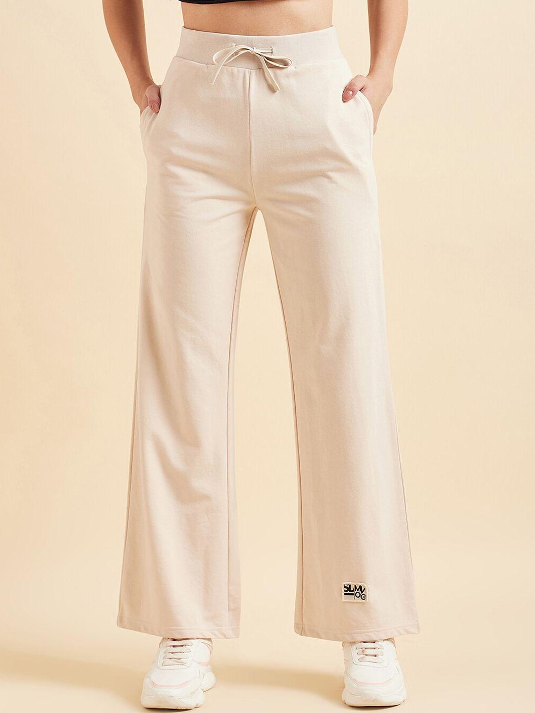 sweet dreams off-white women high-rise cotton trousers