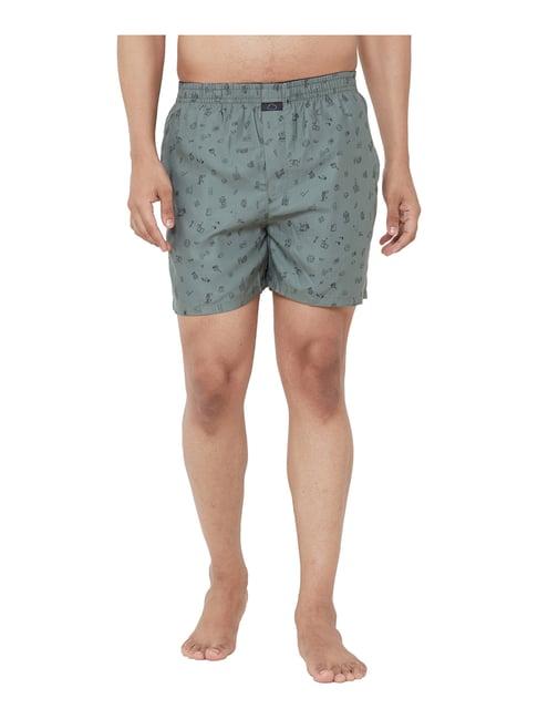 sweet dreams olive green cotton regular fit printed boxers