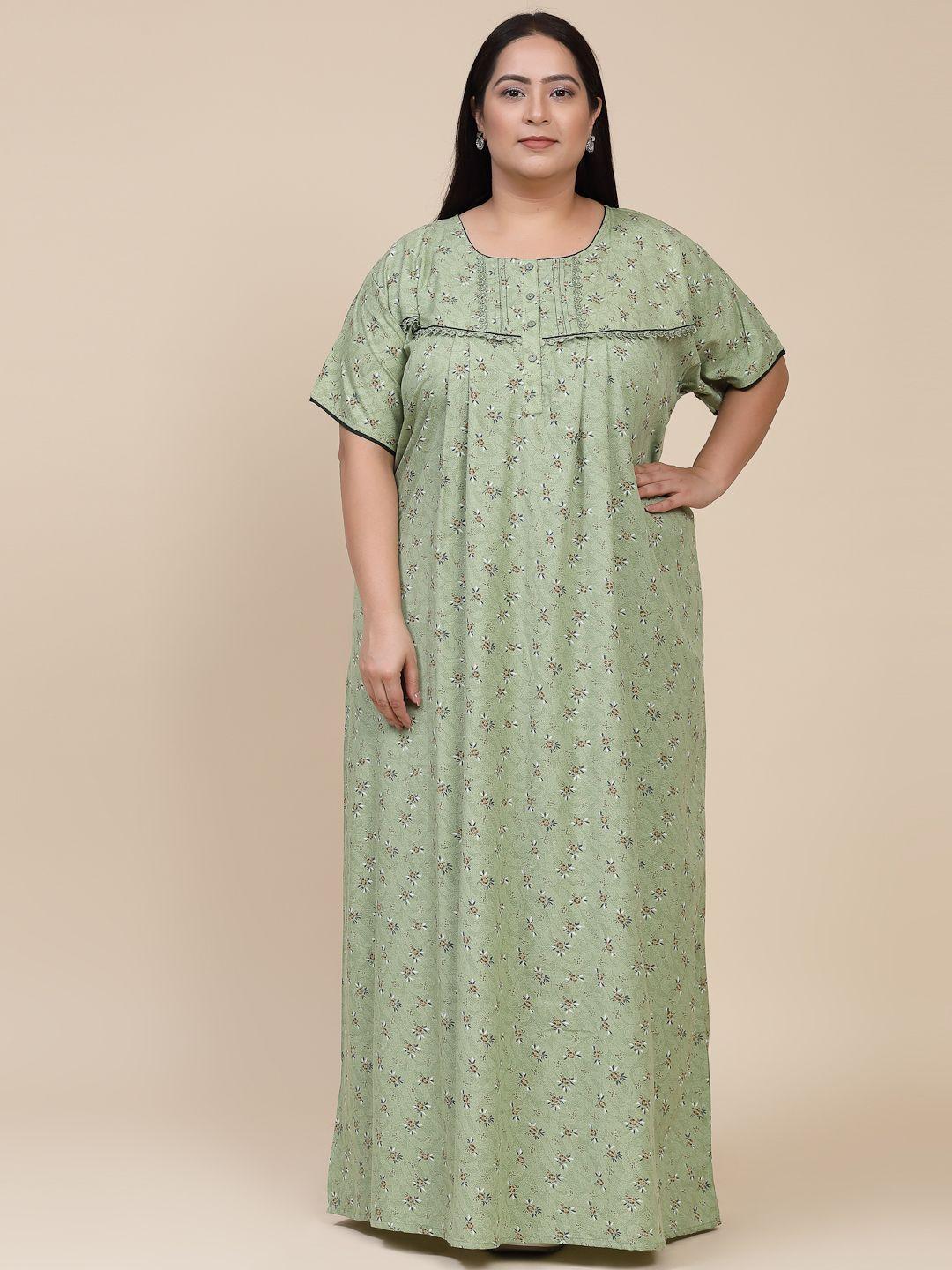 sweet dreams olive green printed maxi nightdress