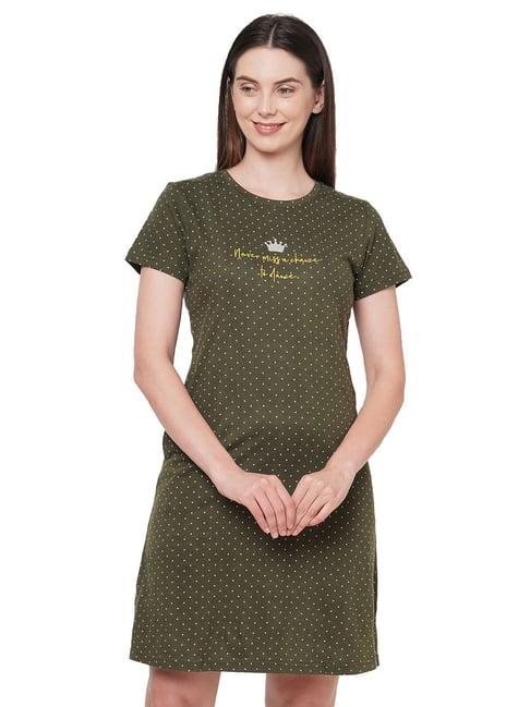 sweet dreams olive printed night dress