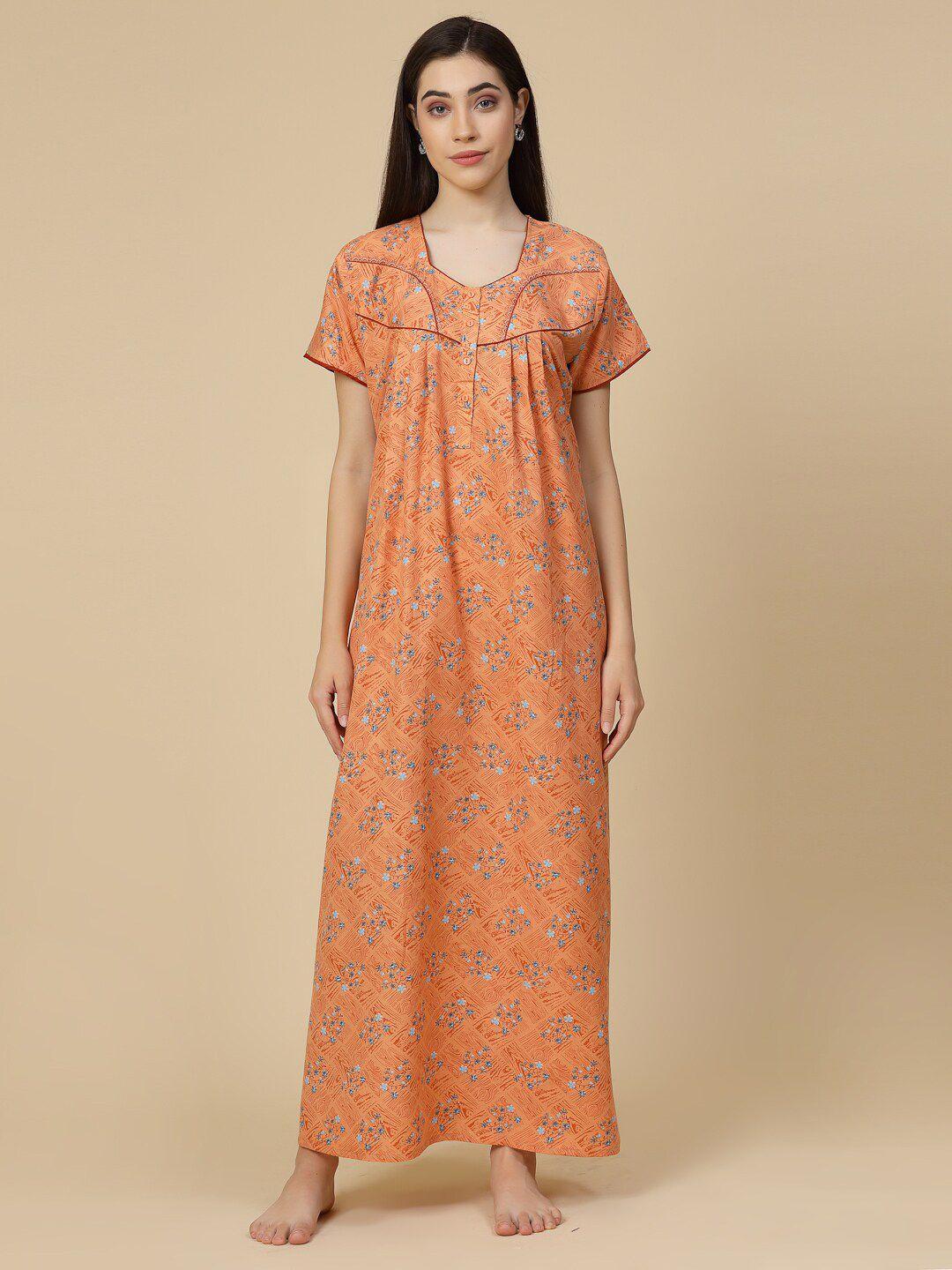 sweet dreams orange printed maxi nightdress