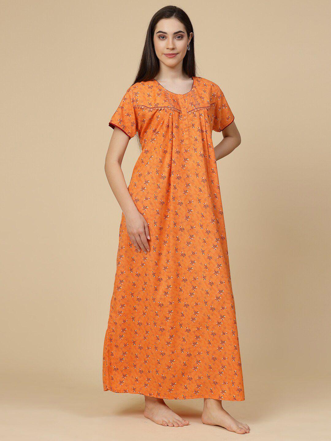 sweet dreams orange printed maxi nightdress
