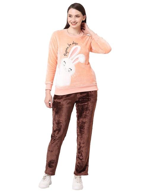 sweet dreams peach & brown sweatshirt with lounge pants