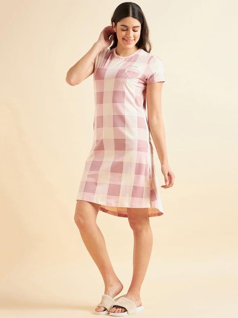 sweet dreams peach check night dress